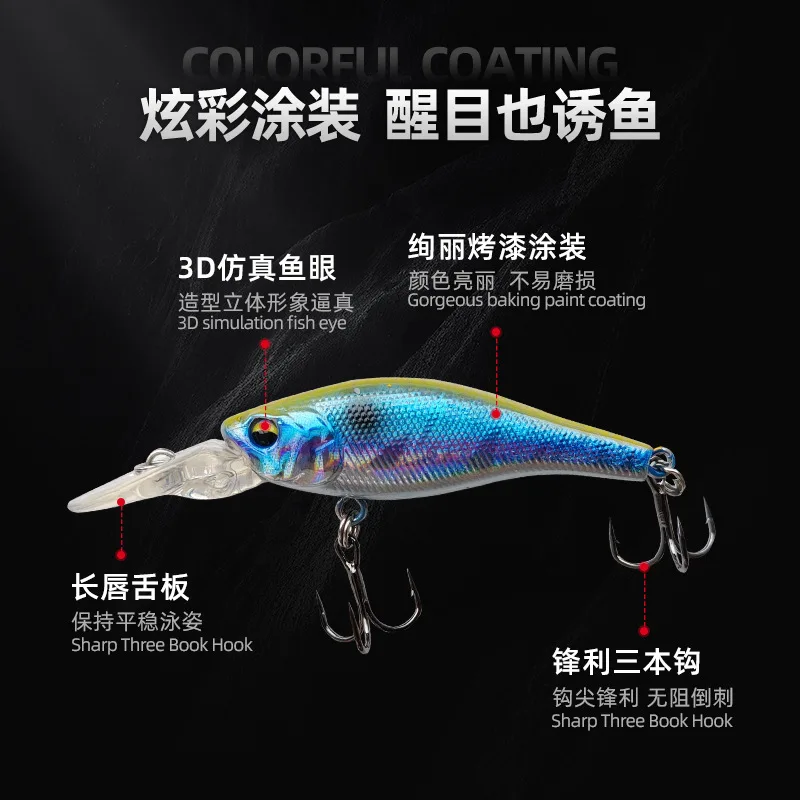 Señuelo Minnow 65 mm para lubina y carpa con nado realista - imagen 2