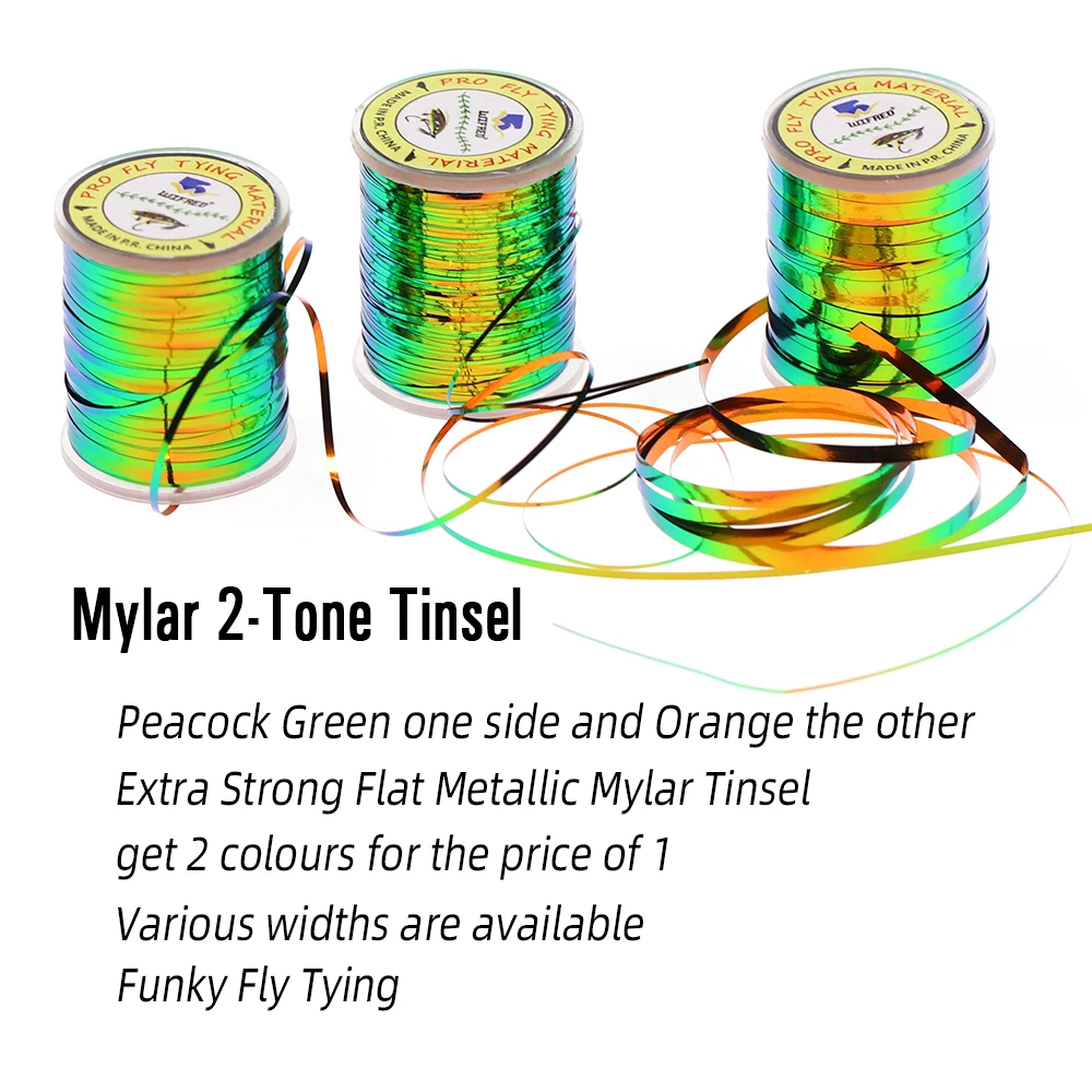 ICERIO oropel plano de dos tonos, Pavo Real/naranja, Mylar metálico para mosquitos de ninfas, mosca húmeda, materiales de atado de moscas - imagen 3