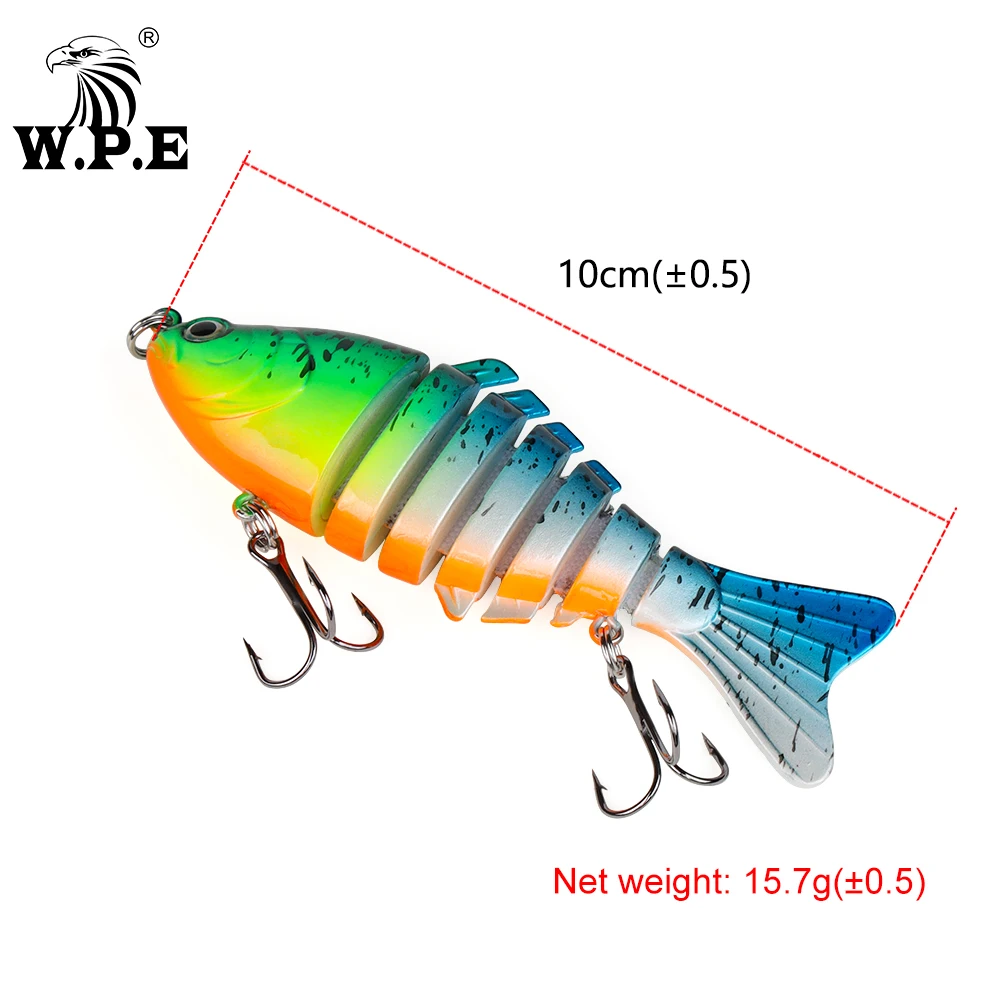 W.P.E-señuelo de Pesca de 1 piezas, 100mm, 16g, multiarticulación, hundimiento de 0,5 m-1m, señuelo duro Swimbait, aparejos de Pesca falsos, plantilla de lubina - imagen 2