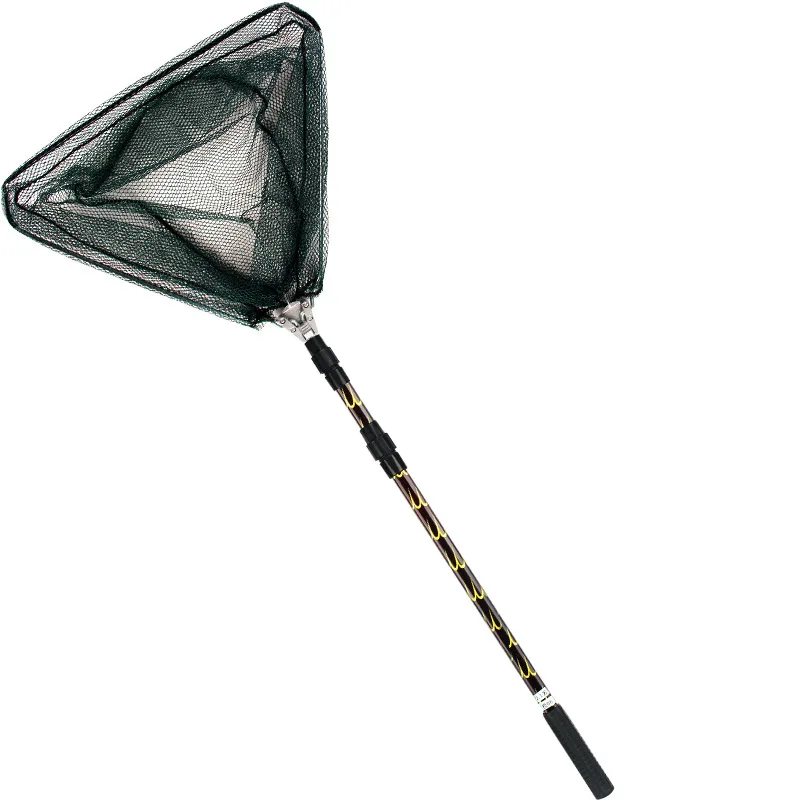 Material triangular de carbono portátil, red de pesca con mosca plegable, mango de mano de aterrizaje, aparejos de pesca, herramienta, accesorio, red de mano - imagen 4