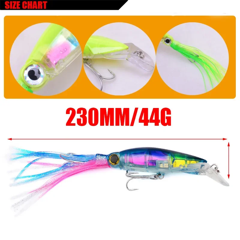Señuelo grande para Pesca en el mar, 23cm, 44g, cebo de calamar biónico, plantilla Wobbler, señuelo de Pesca para curricán, cebo duro Artificial, aparejos de Pesca, 1 ud. - imagen 2