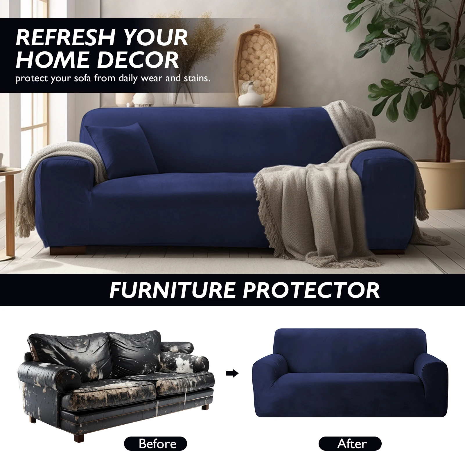 Fundas de sofá elásticas de felpa para sala de estar, 1/2/3/4 asientos, todo incluido, terciopelo, toalla - imagen 2