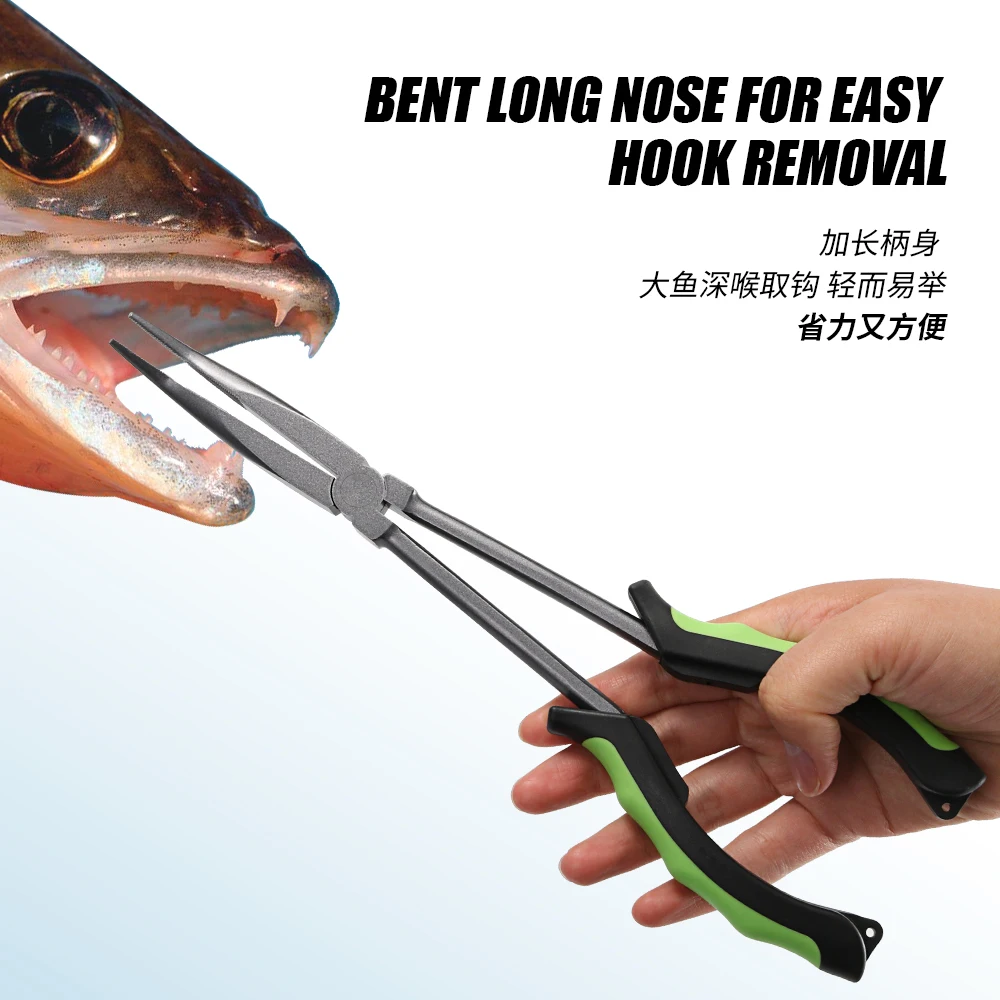 JIGGING PRO-Alicates de pesca de punta doblada de 11 ", multiherramienta para agua salada, equipo de pesca de acero con alto contenido de carbono recubierto de teflón - imagen 4