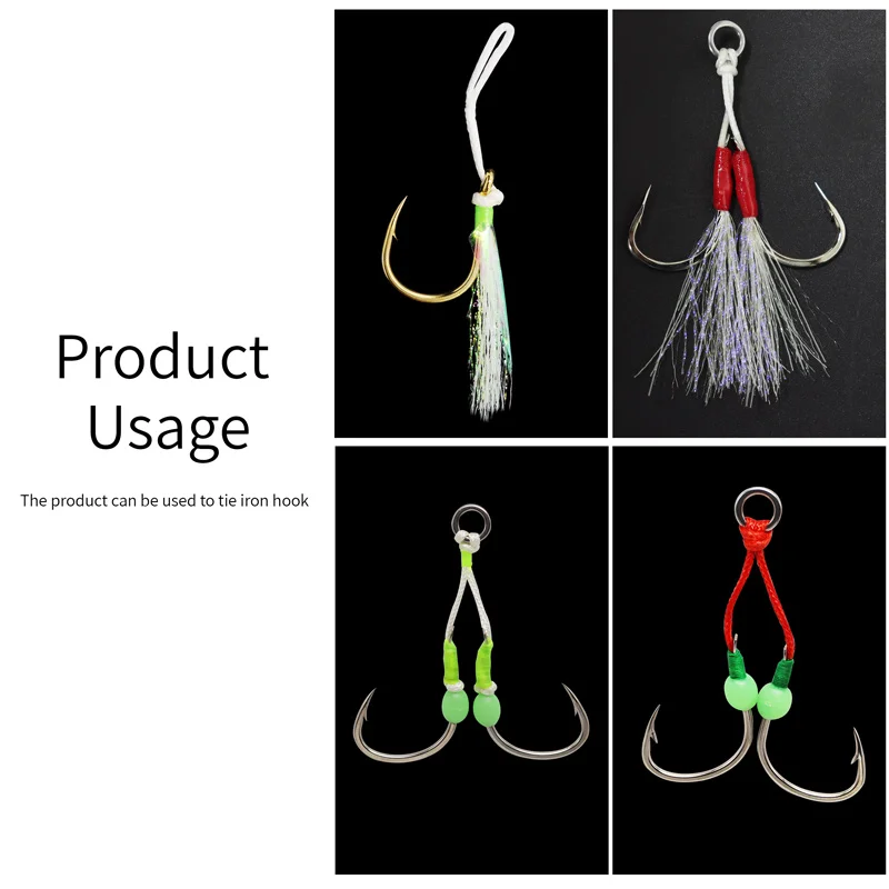 ZYZ-anzuelos de asistencia JIG para atar, sedal de pesca de dos capas interiores y exteriores, 8 hebras cada una, línea de anzuelos con lazo de tracción máxima de 200 libras - imagen 5