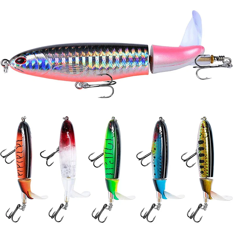 Whopper Plopper señuelo de pesca Topwater, cebo duro Artificial flotante, cola giratoria suave, Swimbait, accesorios de pesca, 10cm/14cm leurre peche en mer flottant surface dur carnassier leure de pêche brochet - imagen 2