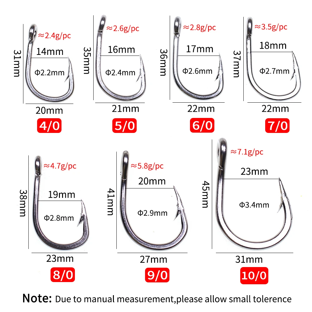 Lionriver-anzuelo grande de acero inoxidable, gancho de arrastre de calibre grueso, Pesca de Mar pesado, 4/0 - 10/0 - imagen 3