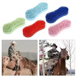 Cepillo cuidado caballos cerdas silicona dura masaje equestre colorido