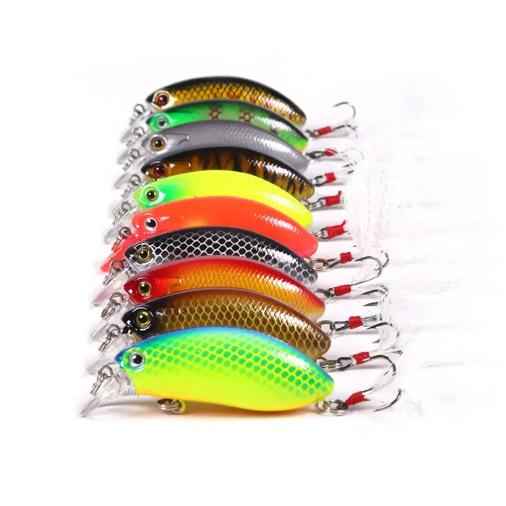 Señuelo de Pesca de curricán con manivela flotante, 6cm, 9,6g, cebo duro Artificial, Wobblers, aparejos de Pesca de lubina a rayas, 1 Uds. - imagen 5