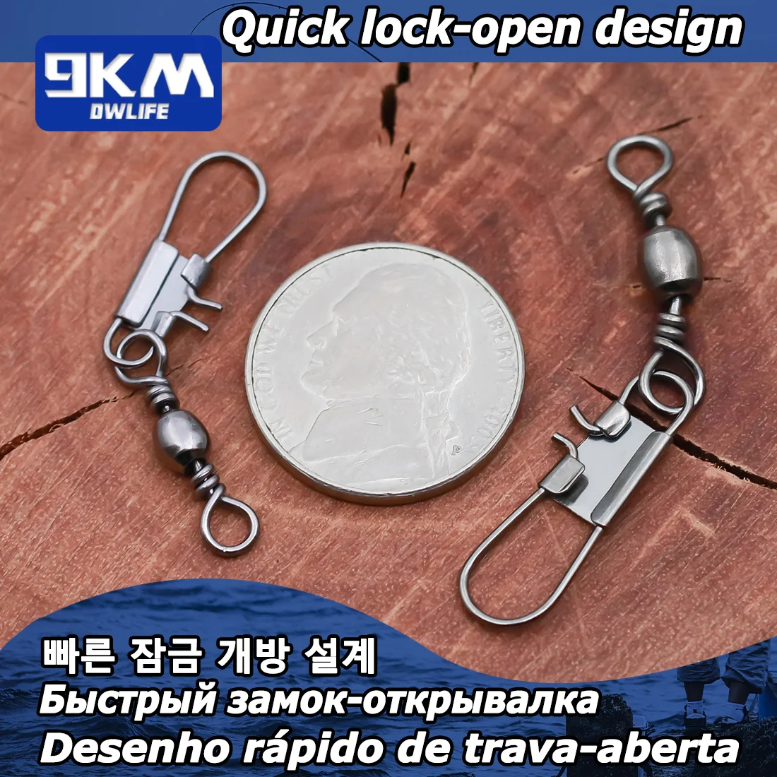 Kit de presión giratoria de pesca de 9KM, 50-200 Uds., broches de enclavamiento giratorios de barril, aparejos de pesca, conector de señuelo de línea líder para agua salada - imagen 5