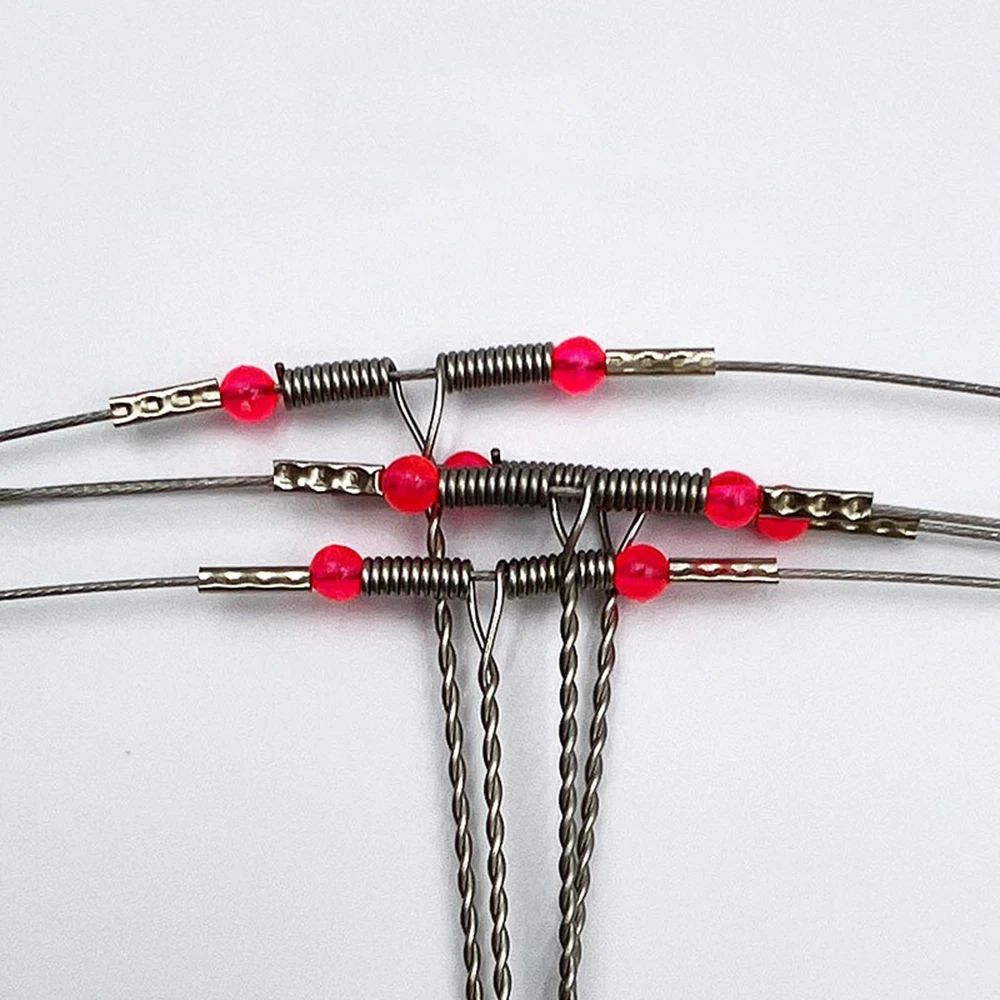 Anzuelo de cuerda de acero de 5 piezas, alambre de pesca giratorio rodante, cuerda de alambre, broches de seguridad, rastreo líder con equipo de alambre de pescado a presión - imagen 3