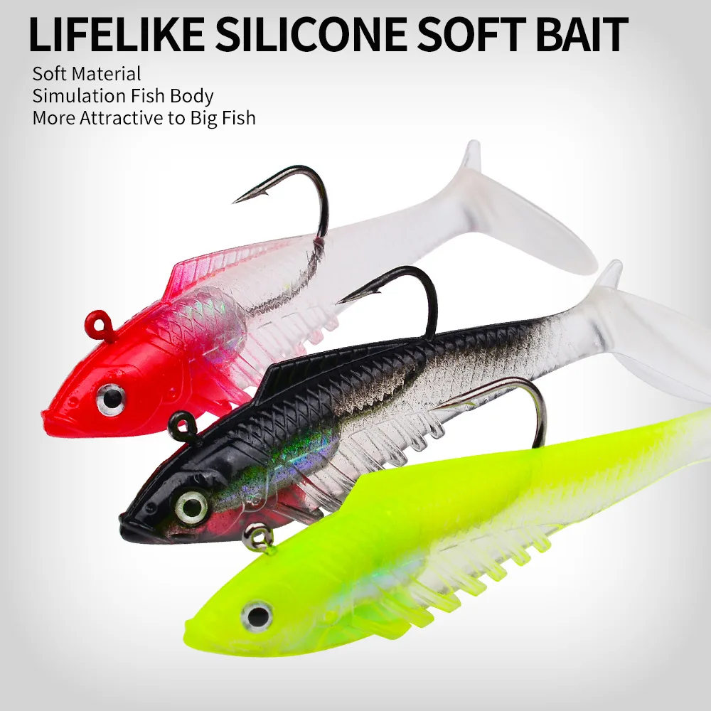 Señuelos de pesca biónicos, cebo suave, señuelo de pesca de plástico envueltos en plomo, Swimbaits, plantilla de plomo, aparejos de pesca, 5 uds. - imagen 4