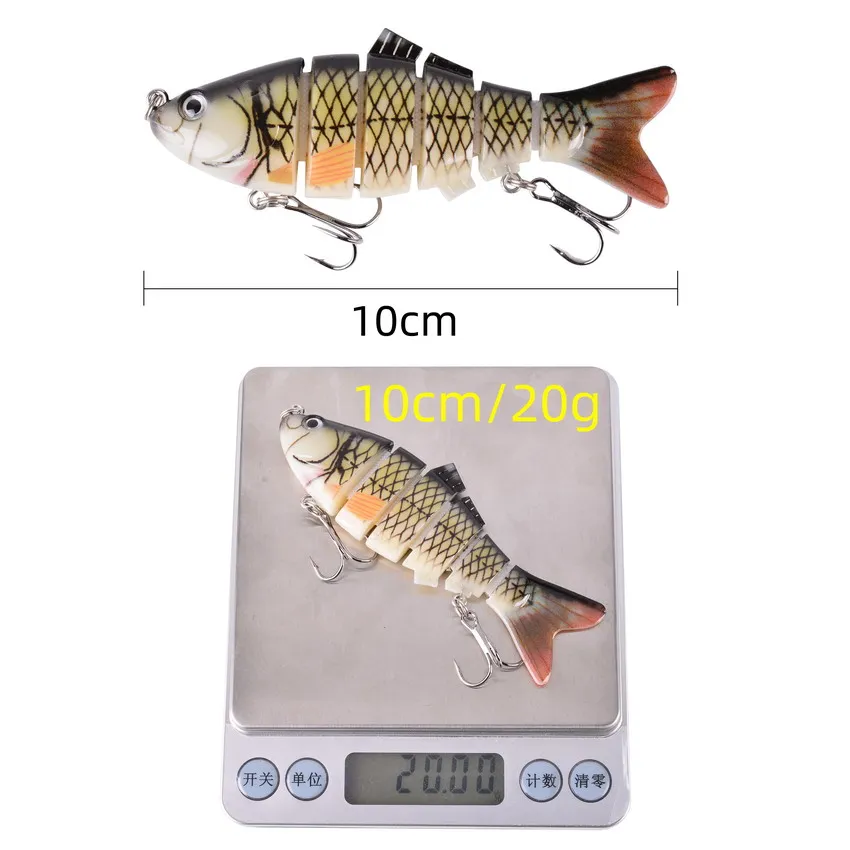 Señuelos de Pesca de 5 piezas, cebo Multi articulado Minnow Wobblers ABS cuerpo con cola suave SwimBaits suave señuelo para Lucio aparejos de pesca - imagen 3