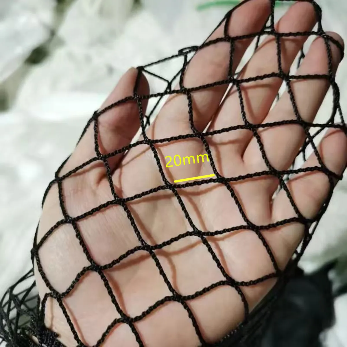 POUI COME DREAM Red de pesca de nailon semiacabada sin nudos tamaño de malla 3MM-20MM red suave para jaula de cría red de pescado negra - imagen 5