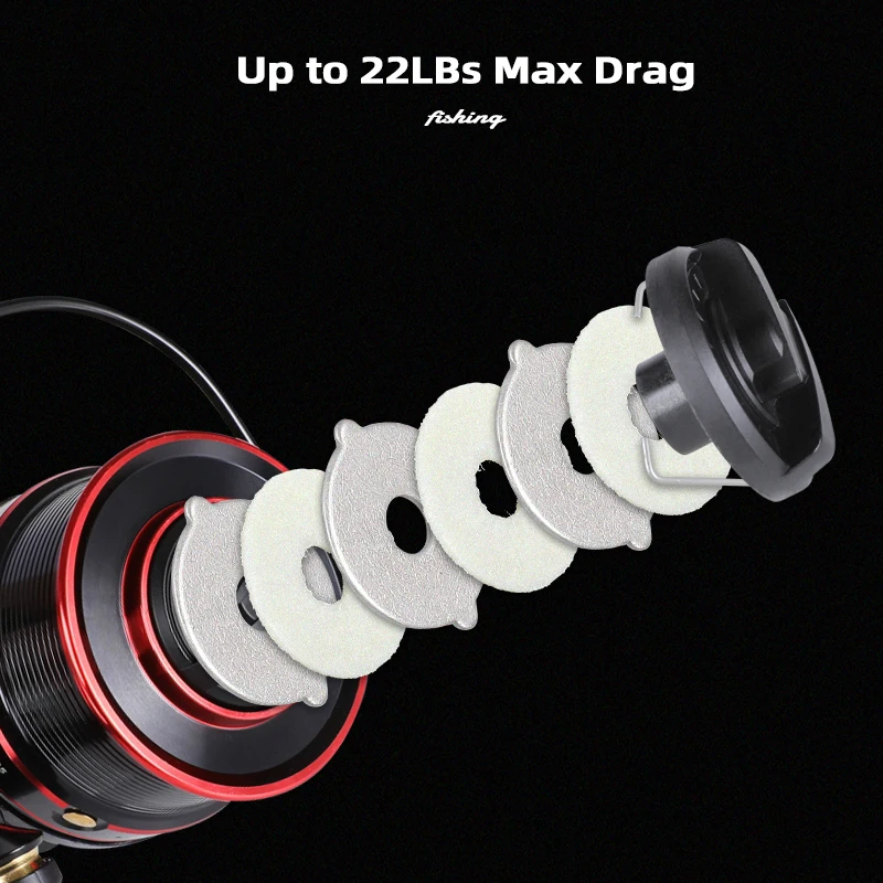 MIFINE KUDO-carrete giratorio de Metal para pesca, accesorio de arrastre máximo de 10kg, poco profundo/PROFUNDO, 4,7: 1, 6 + 1BB, de paso lento, rueda de agua salada - imagen 5