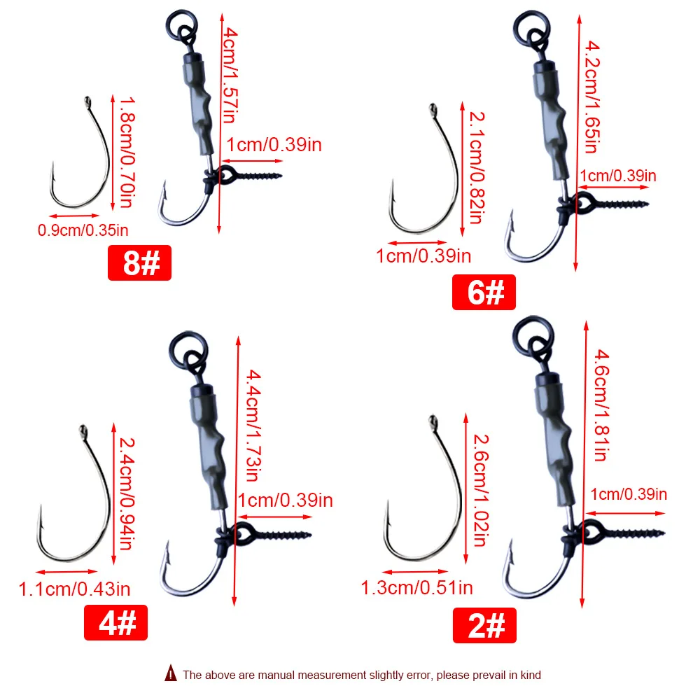 3 uds negro Anti inferior pesca Combo-gancho púa carpa anzuelo con tornillo Boilie pesca de carpa Combo-gancho herramientas de pesca - imagen 2