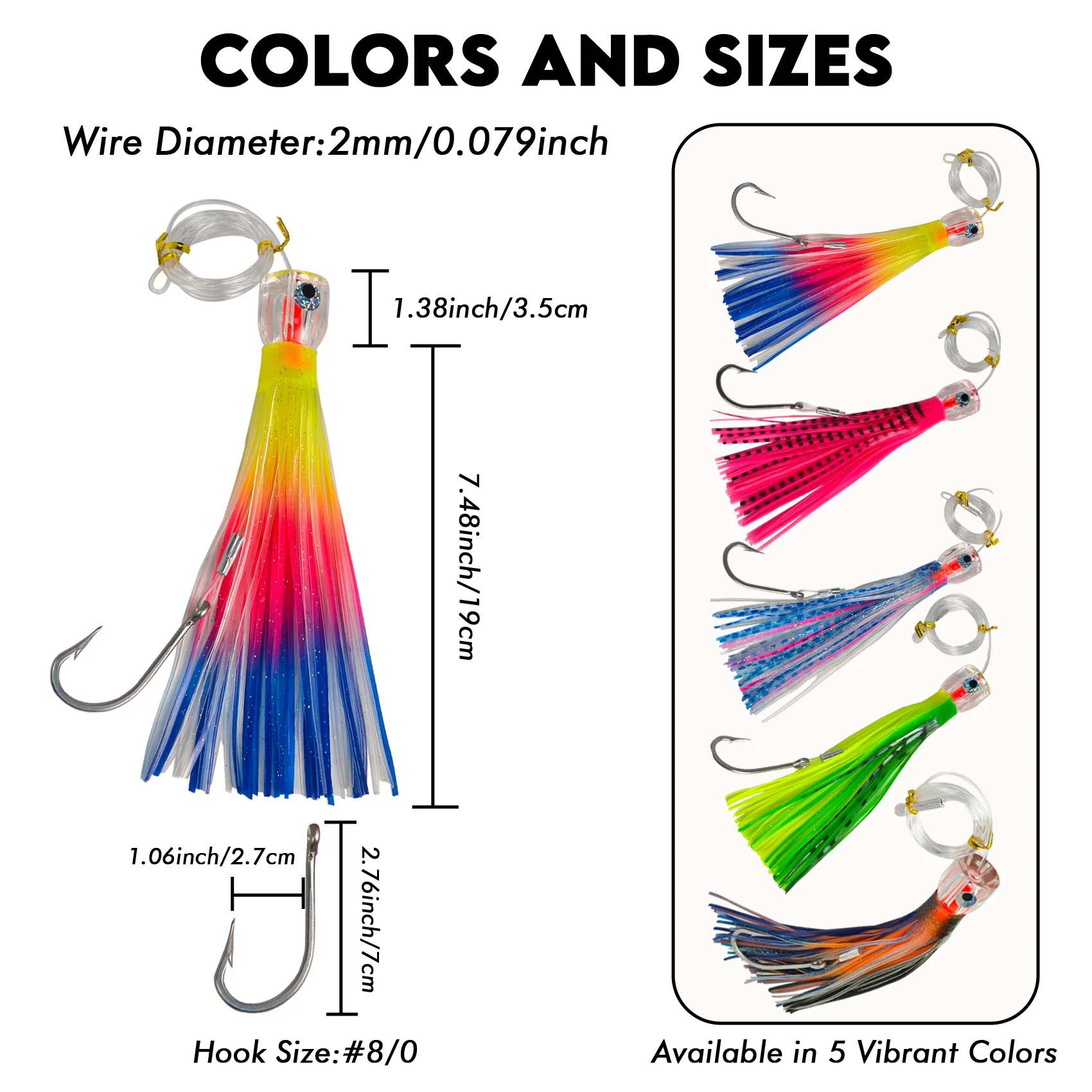 Señuelos de pesca en alta mar con agujeros de chorro de cabeza de copa acrílica, preinstalados con gancho de acero inoxidable, señuelos de agua salada para MarlinTuna Wahoo - imagen 2