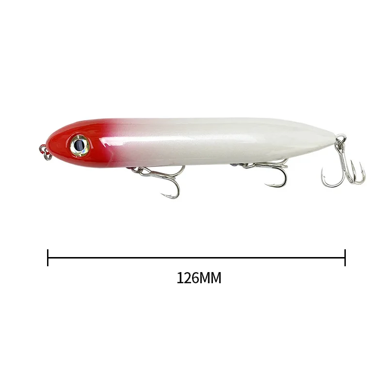 Testar-señuelo tipo lápiz Topwater de 126mm/26g, cebo flotante para pesca en agua salada para lubina Barracuda, cebo de natación realista de fundición larga - imagen 4