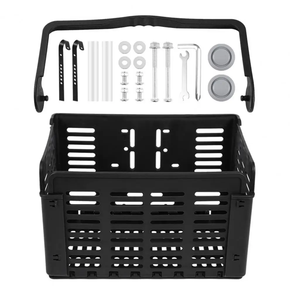 Cesta con gancho para bicicleta, manillar frontal negro, cesta plegable para bicicleta, cesta colgante desmontable, suministros para bicicleta - imagen 3