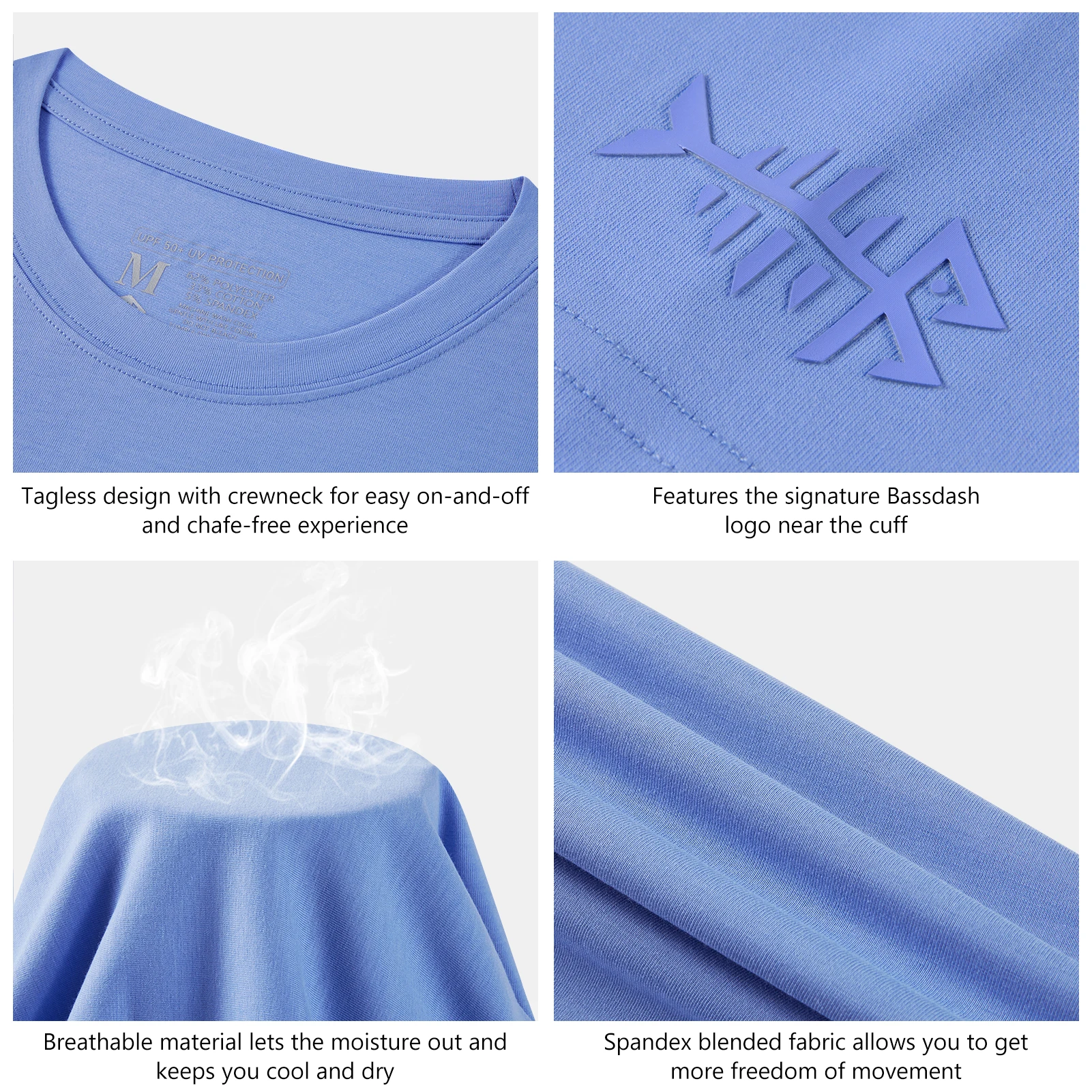 BASSDASH-Camisa de manga larga de pesca para hombre, camisa Ultra suave de mezcla de algodón UPF 50 +, protección solar UV, camiseta informal de rendimiento - imagen 5