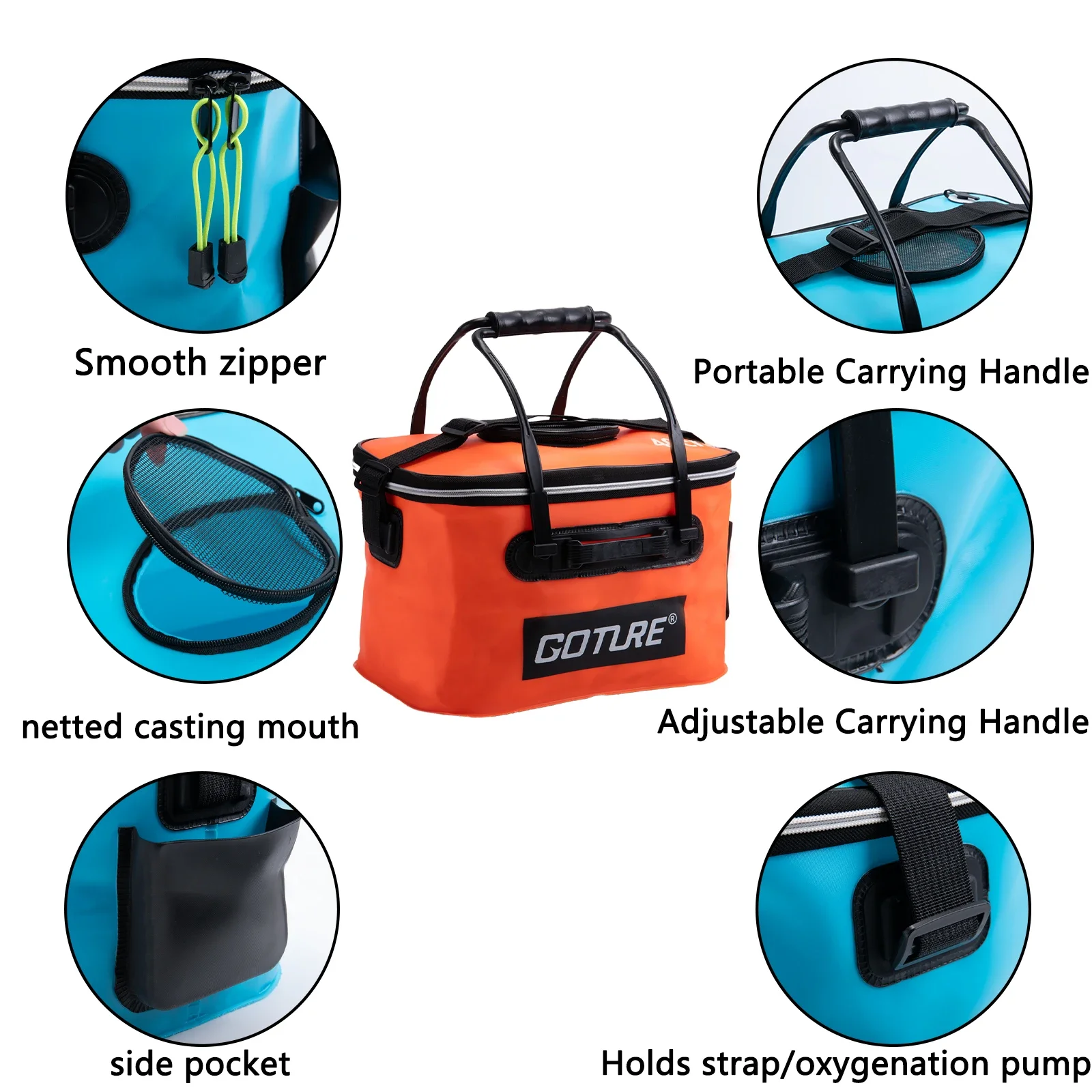 GOTURE-Bolsa de pesca portátil Eva, Cubo de pescado engrosado, plegable, accesorios de caja de peces vivos, barril impermeable, aparejos de pesca para acampar - imagen 3