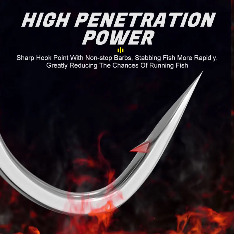 TEASER 8064 10 unids/bolsa anzuelo de Pesca de carpa con púas de acero rico en carbono 1/0 2/0 3/0 4/0 5/0 anzuelos de Pesca de energía de Jigging lento de agua salada - imagen 5