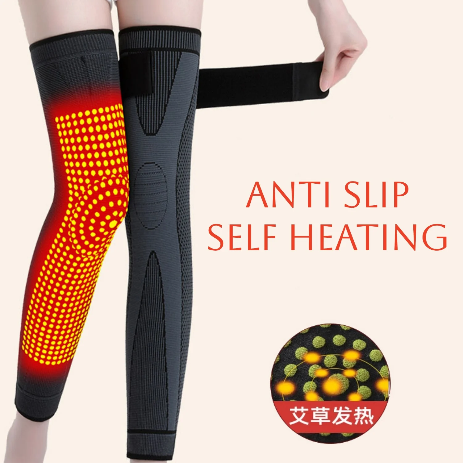 Calentador de piernas de invierno para hombres y mujeres, deportes a presión, artemisa, cubierta de pierna autocalentable, ciclismo al aire libre, esquí, mangas de pierna calentadas - imagen 4