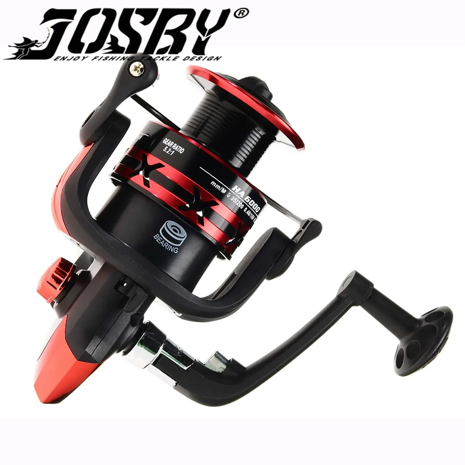 JOSBY-carrete de Pesca giratorio para carpa, accesorio de agarre de bobina de Metal, duradero, para aguas profundas, serie 5,2: 1 1000-7000, 8KG - imagen 3