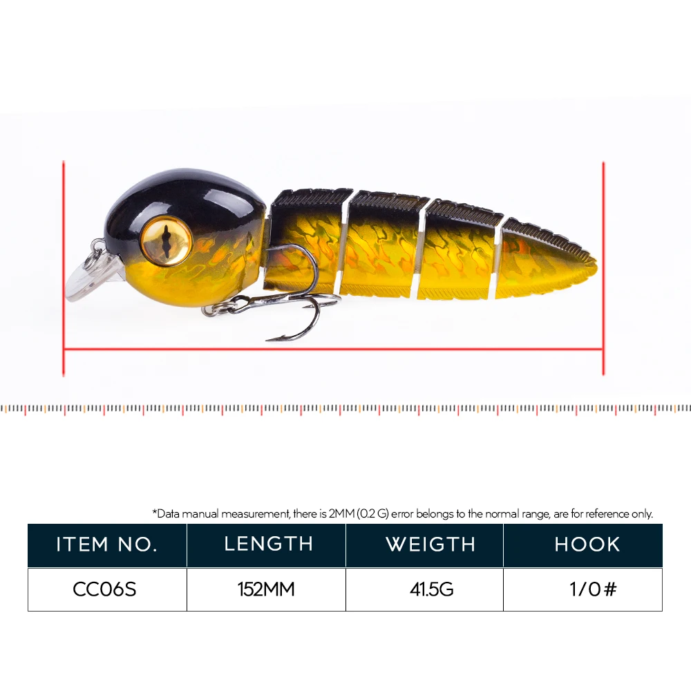 Tadpole-señuelo de pesca que se hunde, 6 pulgadas, 42g, Swimbait multiarticulado, Wobbler, Artificial, plástico duro falso, Minnow, aparejos de lucio - imagen 3