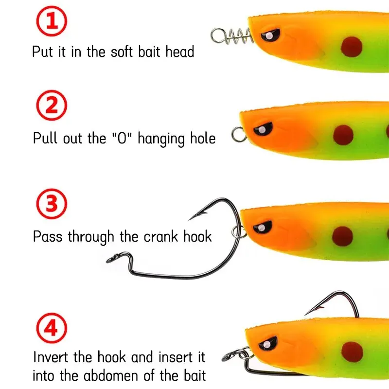 Paquete de 100 piezas pasador de bloqueo de resorte, Conector de pesca de gancho de manivela de 14mm, eslabones giratorios de acero inoxidable para cebo blando, accesorios de pesca - imagen 3