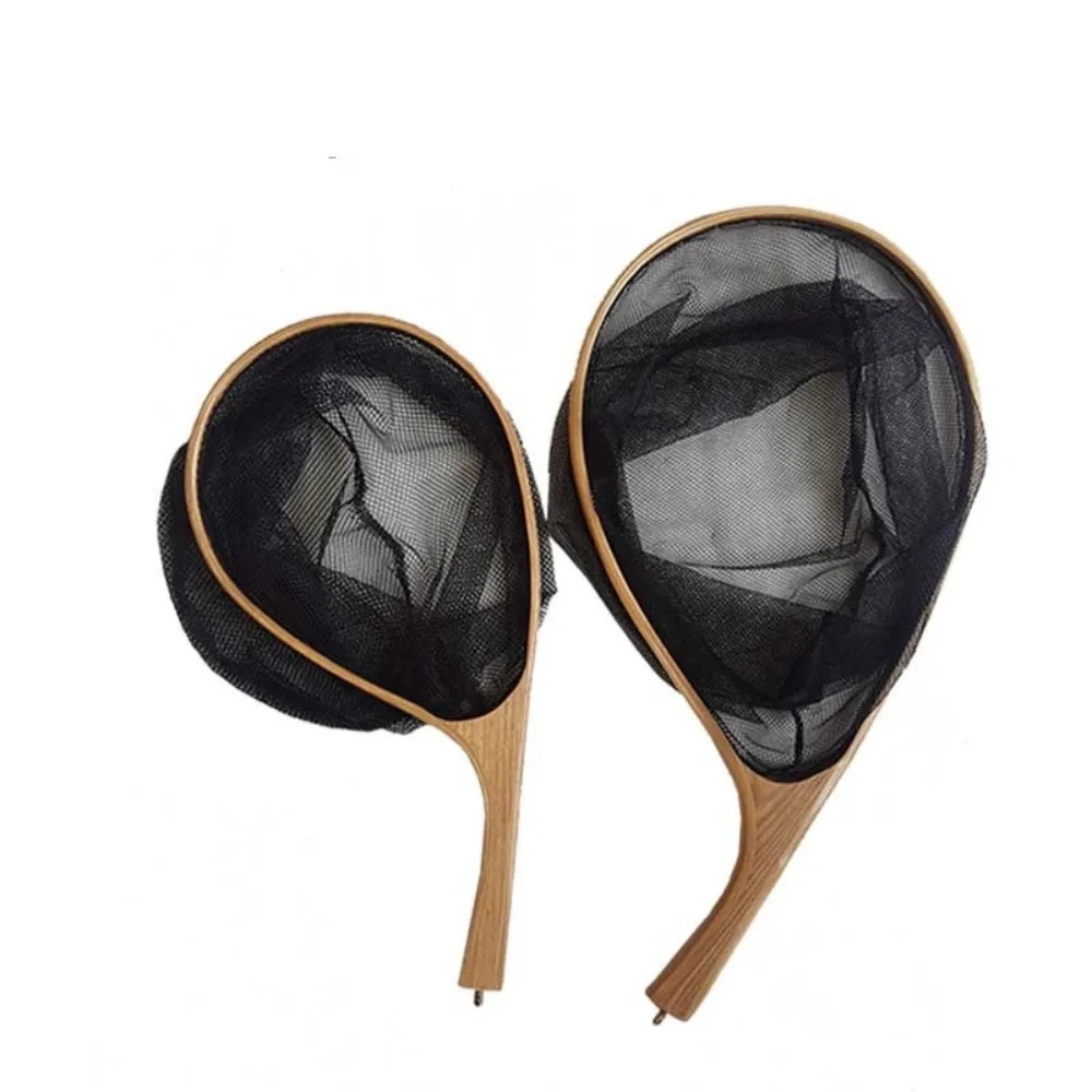 2025 malla recubierta de pegamento Kayak red de pesca mango de madera equipo de pesca trucha pesca malla Mini red de malla de pesca de madera - imagen 2