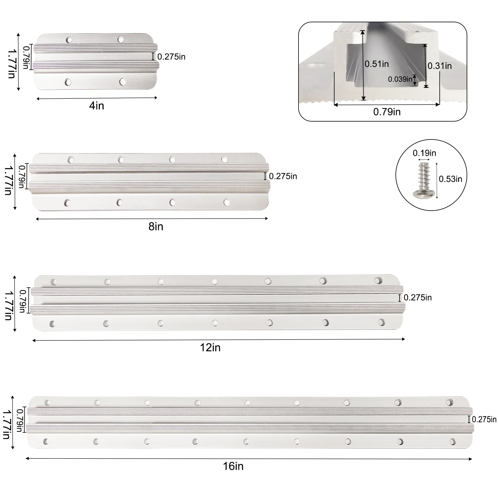 Pista de montaje para Kayak de aluminio, sistema de riel para Kayak versátil, accesorios de pesca para barcos, para aplicaciones en Kayak, ATV y M - imagen 2