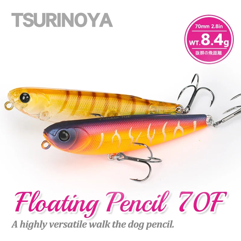 TSURINOYA-señuelo de pesca para Andador de superficie, cebo duro Artificial para lubina, trucha, Lucio, Ajing, color azul, 70mm, 8,4g