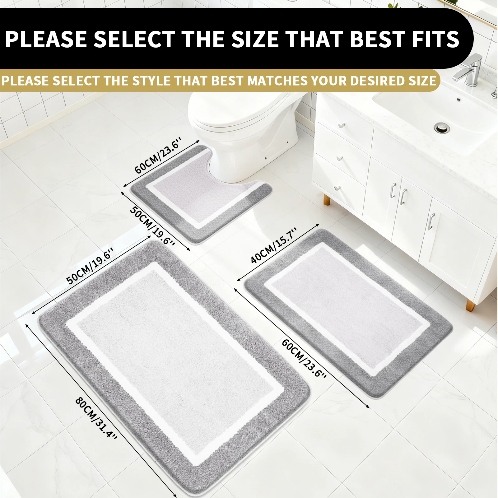 Alfombras de baño antideslizantes de microfibra para baño, esteras de baño absorbentes Extra suaves, alfombras lavables a máquina, alfombrillas de secado rápido - imagen 3