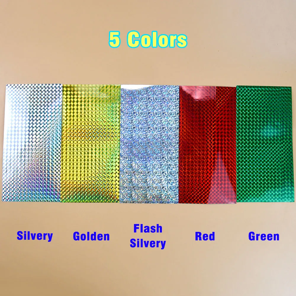 5 hojas de pegatinas holográficas de escamas de pescado para señuelos de pesca de 8x4 pulgadas, cinta luminosa adhesiva para hacer señuelos, cebos de Metal, manualidades DIY - imagen 3