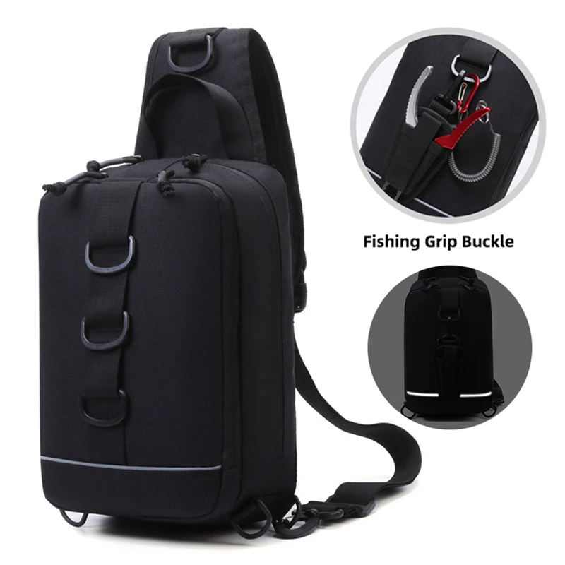 Bolsa de pesca al aire libre con señuelo táctico, bolso de pecho multifunción para acampar, senderismo, escalada, equipo de pesca cruzado XA216G - imagen 4