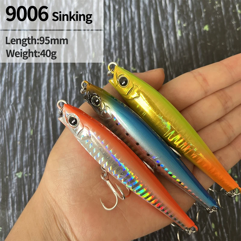 Señuelos de pesca de pececillo de hundimiento pesado, 40g, 95mm, cebo Artificial de fundición de tiro largo para lubina, trucha, accesorios de pesca de aguas saladas - imagen 5