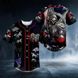 PLstar Cosmos Death Devil Blood Skull Pattern 3D All Over Printed Men's Baseball Jersey Unisex Casual Baseball Shirt BQS15