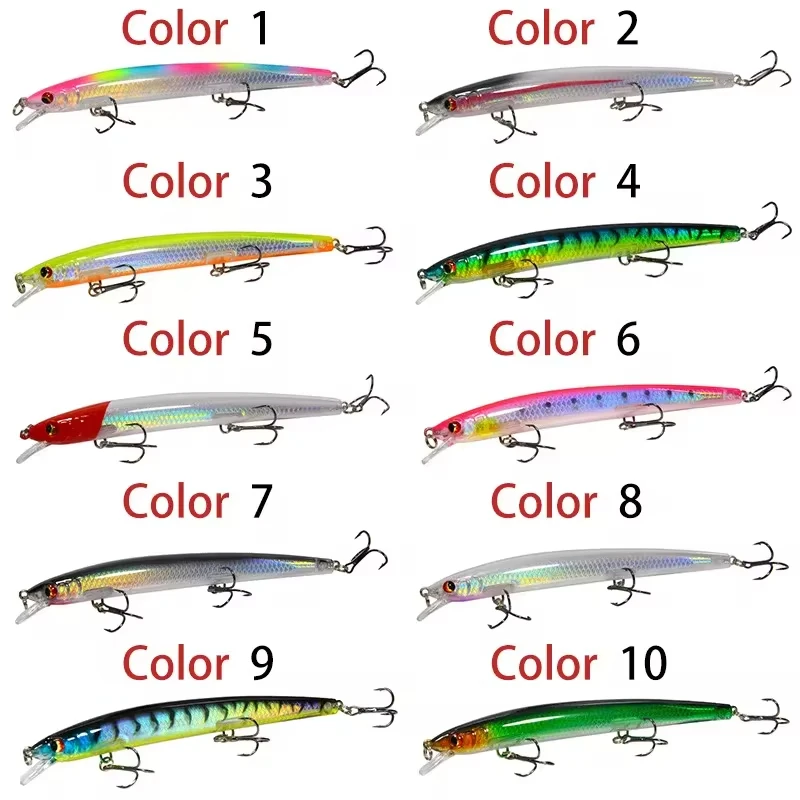 Señuelos de Pesca giratorios, cebo flotante Minnow, profundidad de 13,5-1m, cebos artificiales, trucha, Wobbler duro para pesca de carpa, Lucio, 15,4 cm, 0,5g - imagen 5
