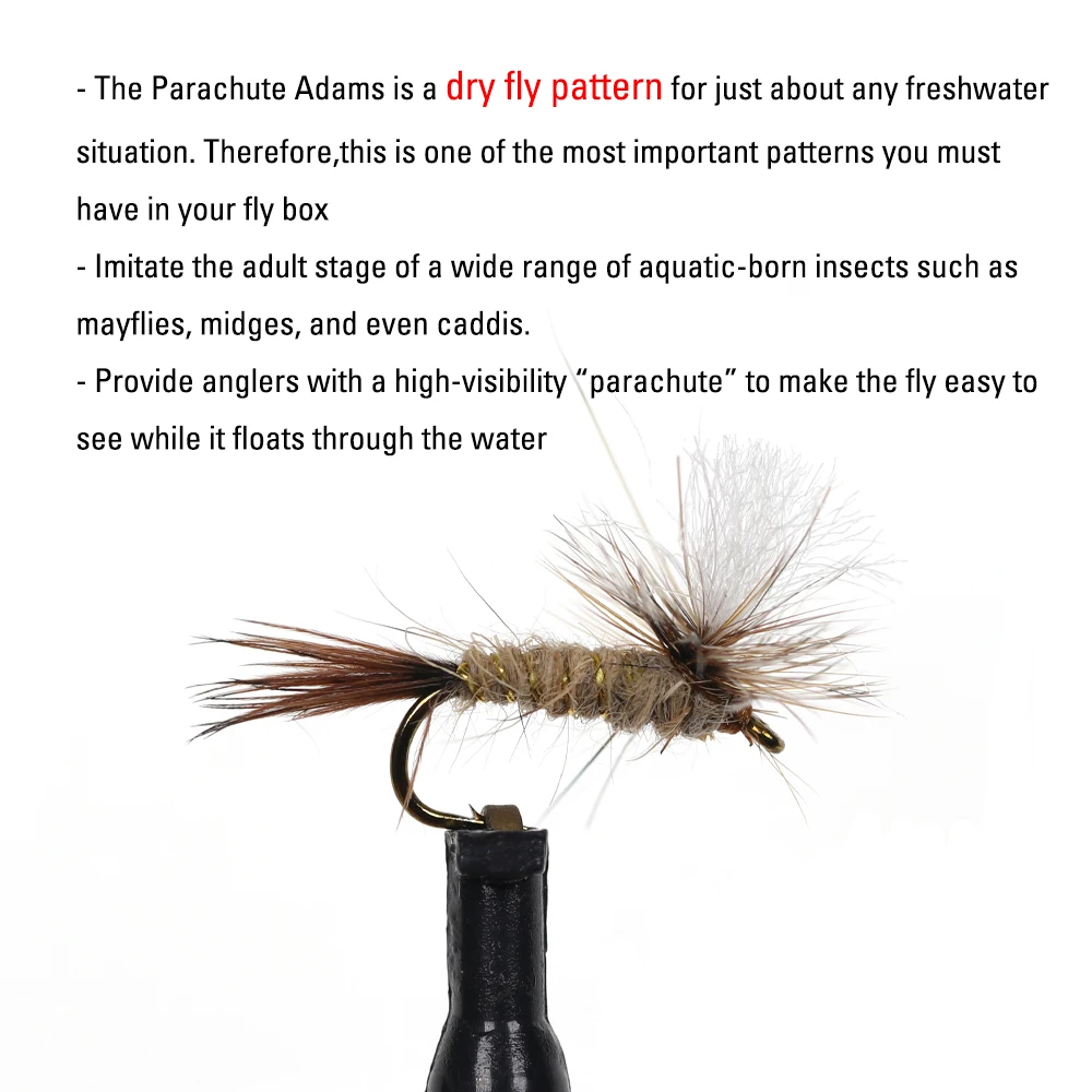 ICERIO 6 piezas # 14 Paracaídas Adams mosca seca cuerpo de oreja de liebre marrón anzuelos bronceados Caddis Midge Mayfly trucha señuelo de pesca cebo - imagen 4