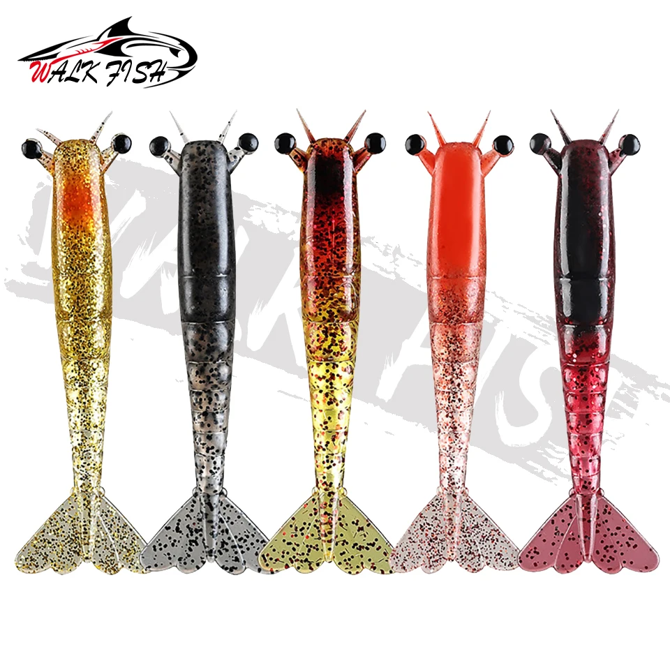 WALK FISH-cebo suave para pesca de camarones, 2 uds., hundido, 9,5 cm/11,5 cm, cebo Artificial suave, biomimético, juego de Señuelos de Pesca de mar de agua dulce - imagen 4