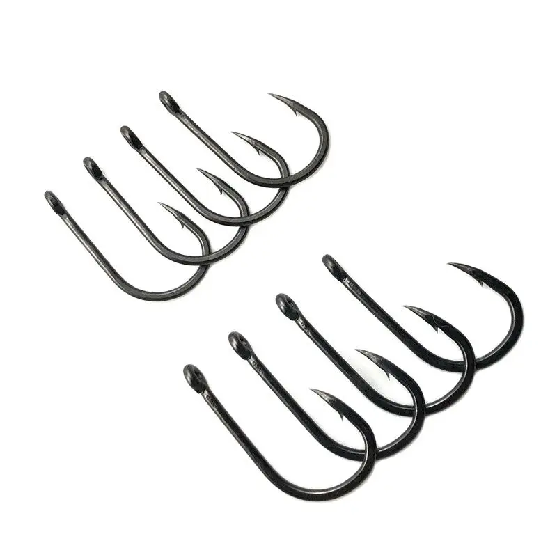 Ganchos de pesca de carpa para aparejos de pelo, anzuelos recubiertos, Micro púas, negro mate, 20 Uds. - imagen 2