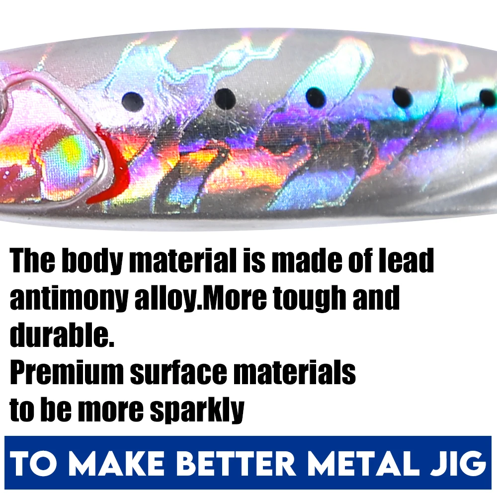 B & U-Slow Jig-Cuchara de jigging de Metal para pesca en el mar, láser de impresión 3D, cebo Artificial, señuelos de pesca en barcos, señuelos de peces súper duros - imagen 5