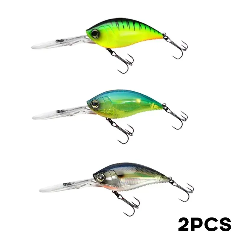 Señuelo de pesca Crankbait, 2 uds., 70mm, 21g, cebos duros artificiales, aparejos de pesca Wobbler, cebo de manivela de lengua larga de agua salada - imagen 5