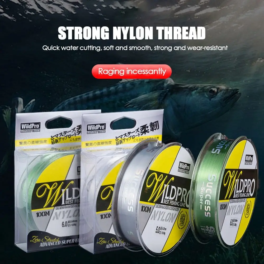 Monofilamento de carbono transparente, cuerda fuerte para pescar, carrete de hilo elástico, cebo de nailon y poliéster, 100M - imagen 2