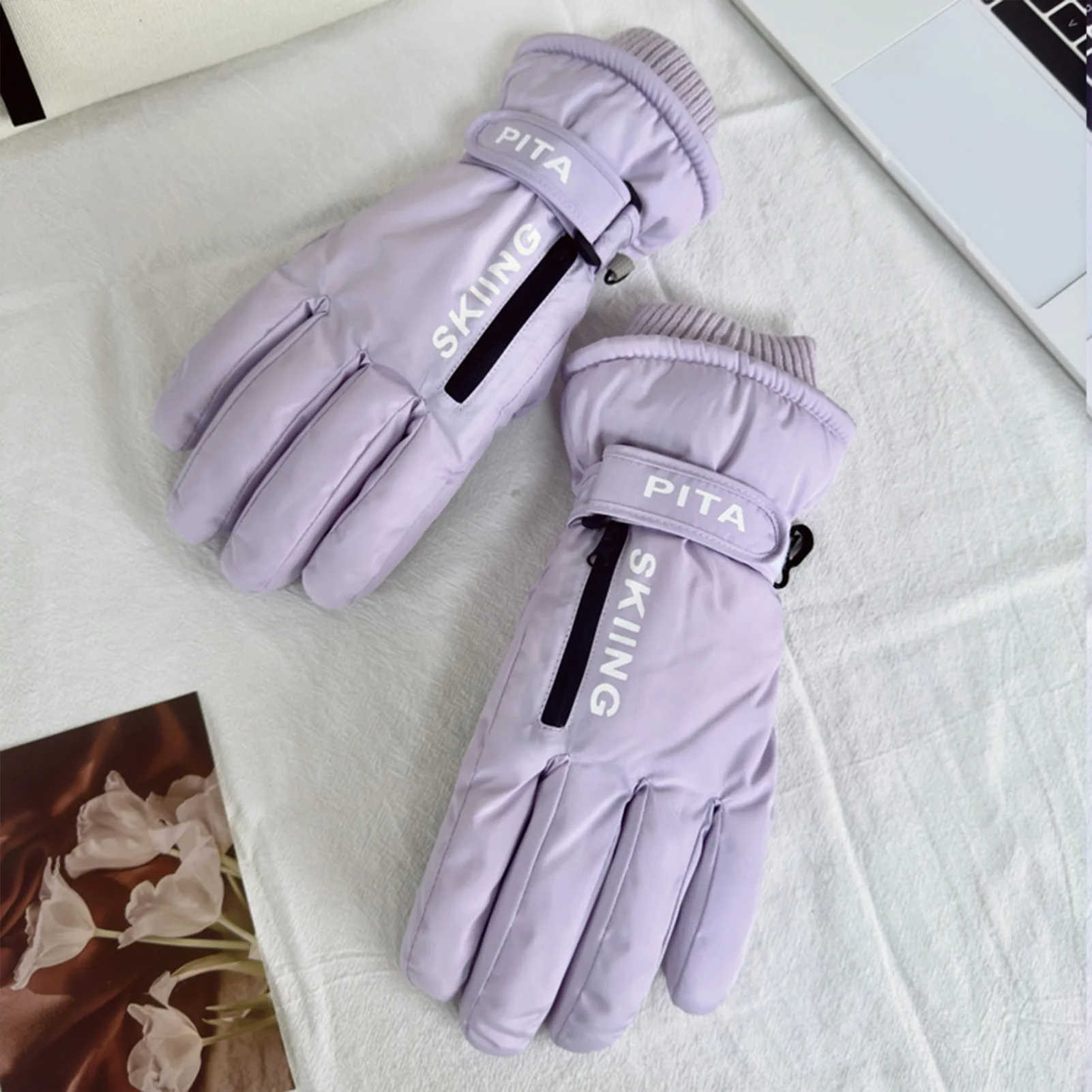 Guantes impermeables antideslizantes para pantalla táctil con felpa - imagen 3