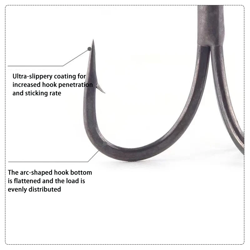 TAKEDO 6062-1X-NP Anzuelo triple Anzuelo de pesca triple de níquel negro 1 #   - 12 #   Anzuelo de punta redonda para pesca en agua dulce y salada - imagen 4
