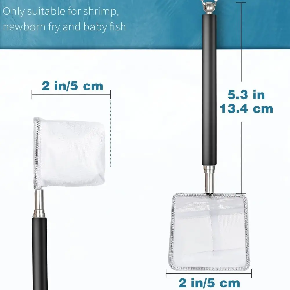 Red extensible para pecera pequeña, mango de acero inoxidable, malla fina, red de desnatado, residuos de alimentos, red suave para camarones y acuario - imagen 4