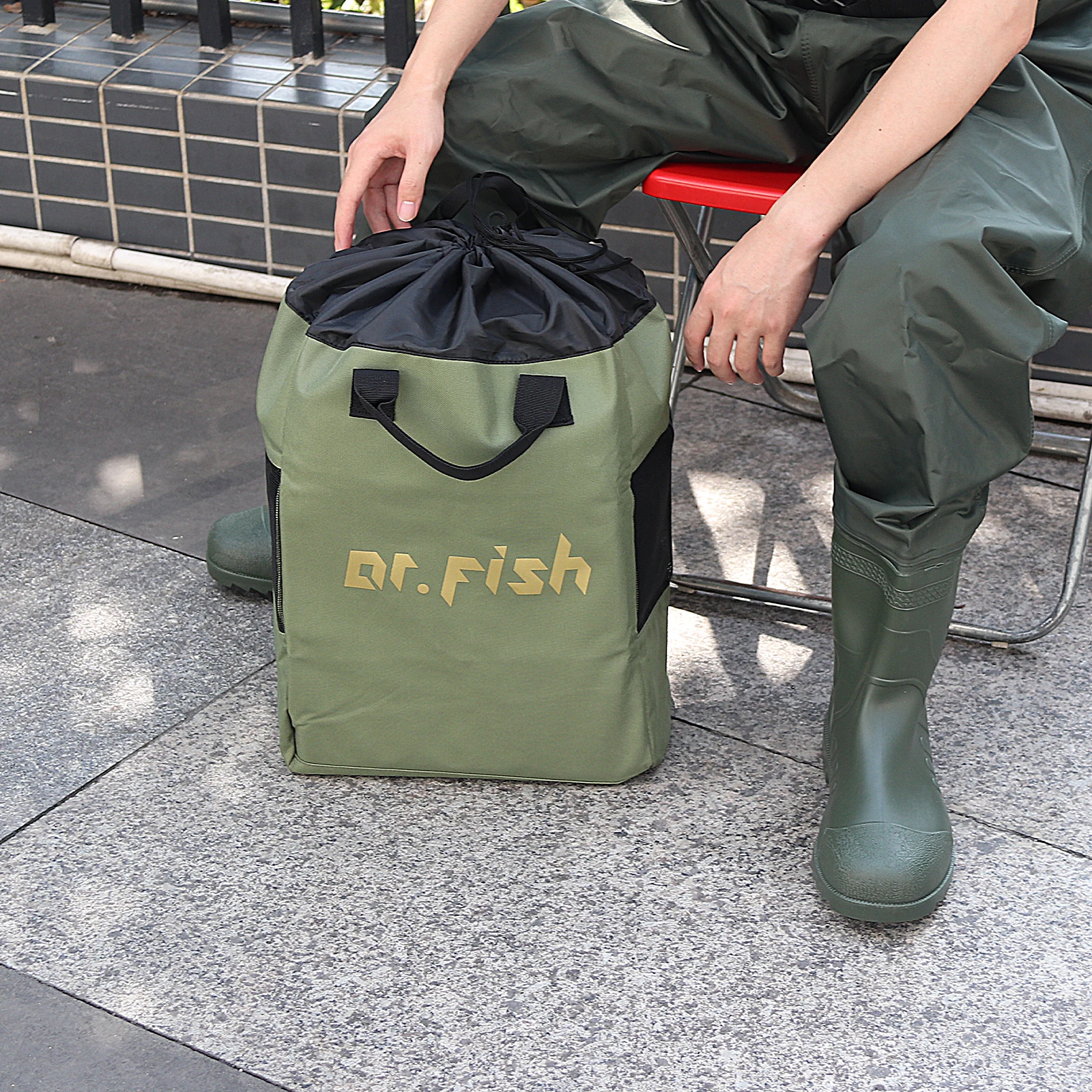 Dr.Fish Wader Bag Waterproof with Breathable Mesh Panels Waterproof Interior Storage for Waders Wellies Walking Boots Fishing - imagen 5