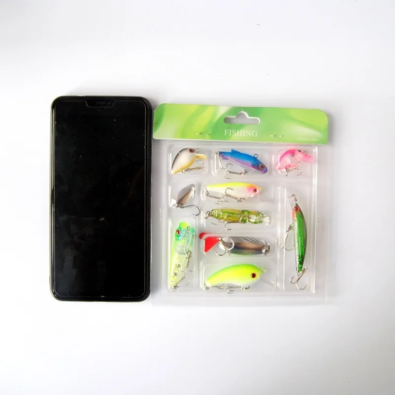 Kit de Señuelos de Pesca de 10 unids/bolsa, Minnow ,Crankbait, VIB de pesca en hielo, cuchara de plantilla de Metal Spinnerbait, juego de cebo de señuelo Wobbler para Lucio leurre peche en mer flottant surface dur - imagen 4