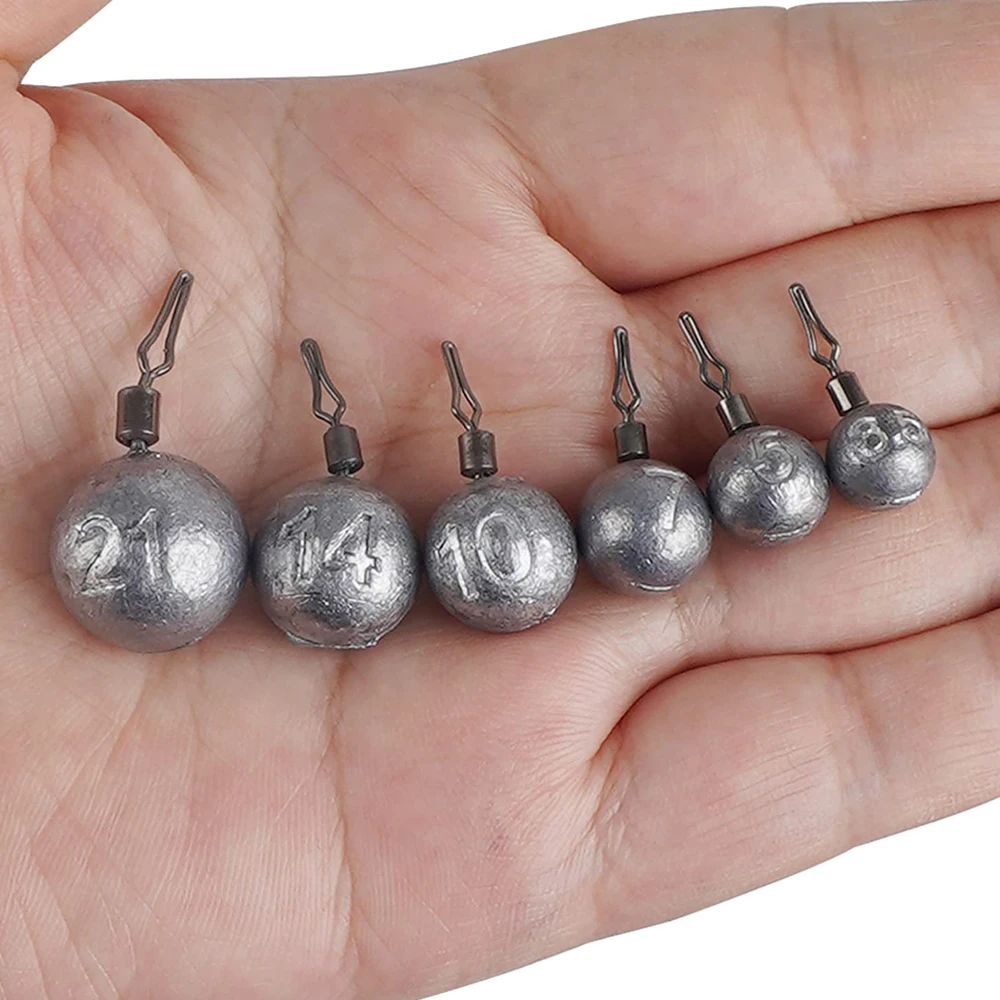 Pesas de tiro directo, pesas de pesca redondas, plomos de bola de fundición de lubina, plomo de bola de cañón extraíble para aparejos de aparejo de tiro directo
